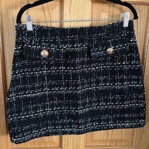 Elegant Black and White Tweed Skirt